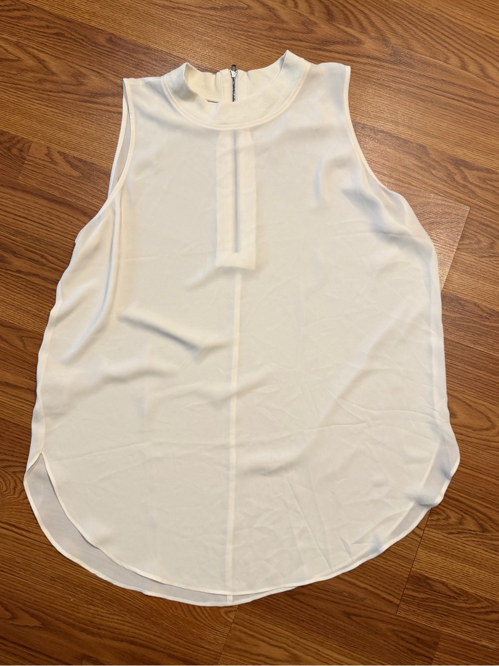 LOFT Ivory Sheer Sleeveless High Neck Blouse XL